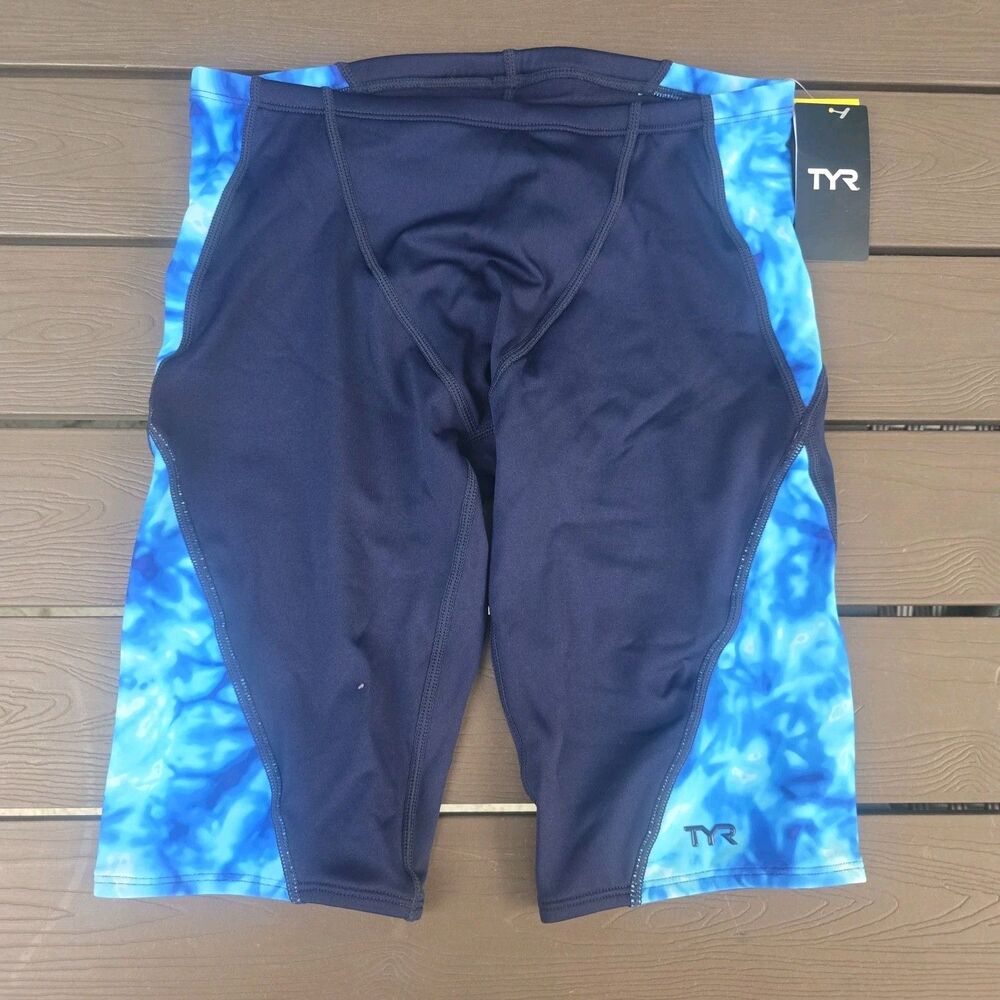 TYR Men's Durafast Elite Ocean Blue Azul Blade Jammers Size 32 New